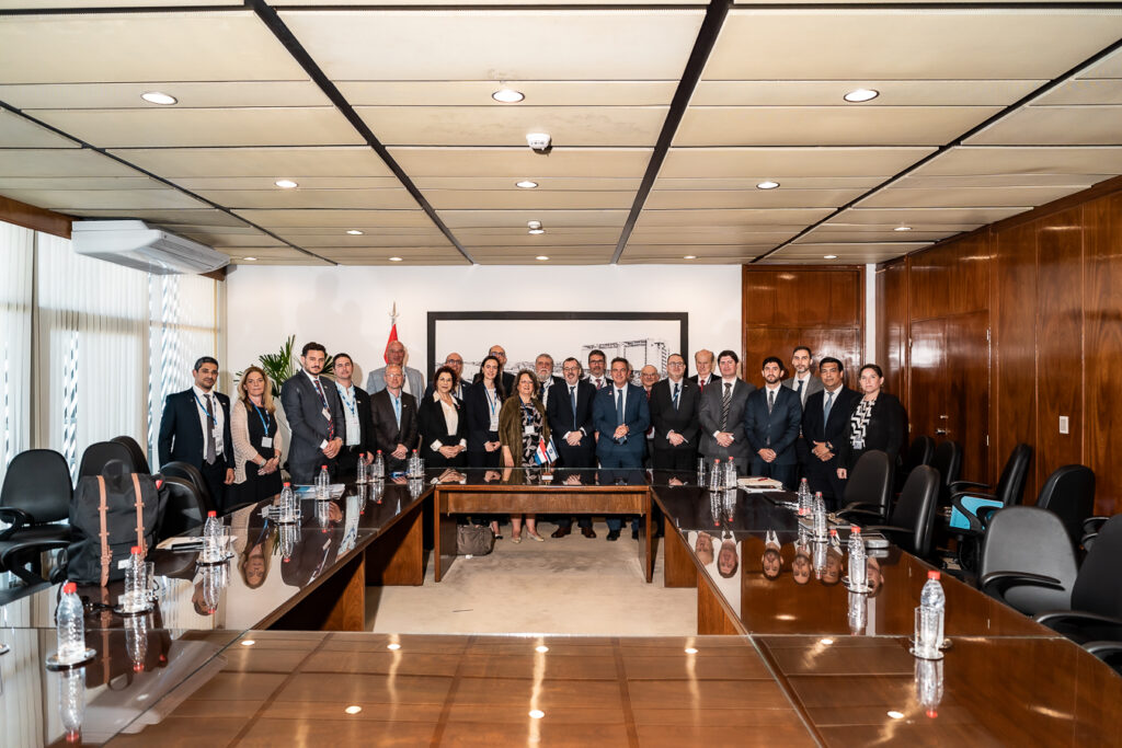 Rabbi Dr. Rafi Feuerstein, Shayke Pri-Chen, and other members of the Israeli delegation with Foreign Minister Gideon Sa’ar during the Paraguay visit. Strengthening Education in Paraguay